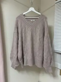 ナイスクラップ NICE CLAUP オーバーサイズケーブルニットチュニック