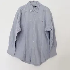 【希少】ポロ ラルフローレン 長袖 ボタンダウン シャツ 刺繍ロゴ Lサイズ
