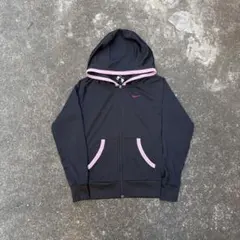 y2k 00s NIKE スウォッシュ青 短丈パーカー archiveピンク/黒