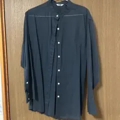 美品　UNIQLO U 長袖シアーシャツ M ダークブルー
