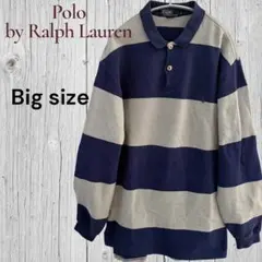 USA製 ラルフローレン 長袖　ポロシャツビッグ サイズ　ボーダー　日本2Xl