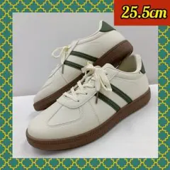 【25.5cm】★新品★メンズ ラインスニーカー☆フェイクレザー　ベージュ