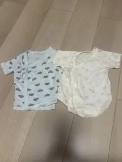 ベビー肌着 2枚セット 水色とクリーム色