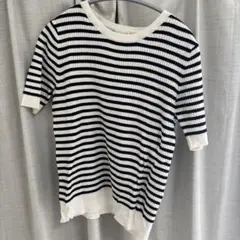 GU 半袖ストライプニット