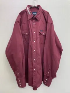 Wrangler ウエスタンシャツ バーガンディ ワインレッド スナップボタン