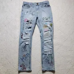 OFF-WHITE ストレートデニム ダメージ加工 スタッズ - メルカリ