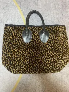 ヒョウ柄トートバッグ 編み込みレザー