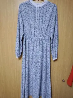 【ELENCARE DUE】　ロングワンピース　長袖　フラワーパイピングワンピ