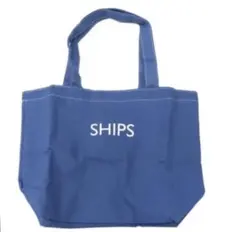 SHIPS シップス　トートバッグ / エコバッグ デニム風　ブルー　花柄のサムネイル