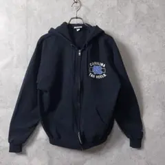 チャンピオン ジップパーカー ノースカロライナ カレッジロゴ ネイビー M 古着