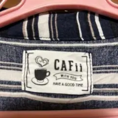 CAFi ii ストライプ ロングシャツ ネイビー