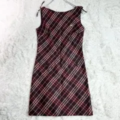 バーバリーブルーレーベル ノバチェック ノースリーブワンピース ホースロゴ 赤