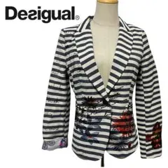 Desigual デニムジャケット 袖レース 刺繍 スパンコール Lサイズ 