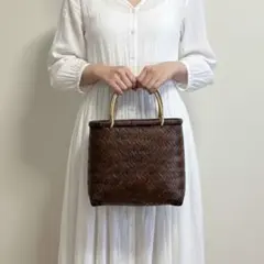 【レトロ】竹かごバッグ 市場かご 編みかご 和装バッグ 浴衣 アンティーク 鞄