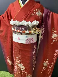 【翠山工房 憲峰】金糸辻が花 振袖成人式8点フルセット　IKKO花刺繍抱え帯付き