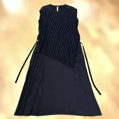 大きいサイズ【パドカレ】レーヨン混 ノースリーブ ロングワンピース 落ち感 黒 大きいサイズ【パドカレ】レーヨン混 ノースリーブ ロングワンピース