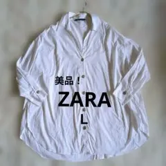 ZARA 金ボタン オーバーサイズ ゆったり ホワイトシャツ 長袖 Lサイズのサムネイル