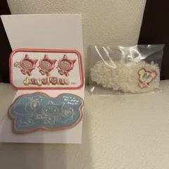 エンジェルブルー　エニマイくじ　ボアヘアクリップ　刺繍ステッカー　3点セット