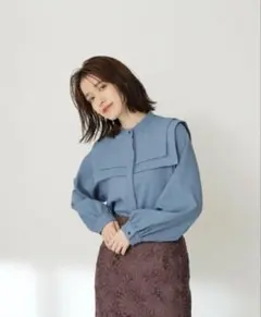 N. ナチュラルビューティーベーシック ダブルスクエアカラーブラウス