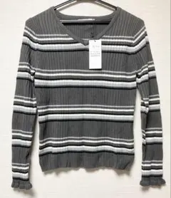 アースミュージックエコロジー　マルチボーダーリブニット　フリーサイズ