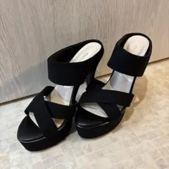 お買い得‼️黒ヒールサンダル美品❣️Ｍ