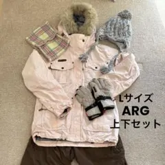【Lサイズ】arg スノーボードウェアセット（グローブ・帽子・ネックウォーマ付）