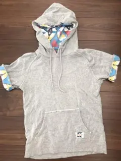 ●ロデオクラウンズ●レディース●フード付き ネイティブ 半袖 グレーパーカー S