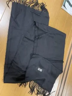 R*/様 カシミヤ100% ブラックマフラー フリンジ付き