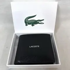 LACOSTE シャンゼリゼラウンドジップ レザーロングウォレットブラック