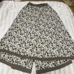 ブラウンホワイトヒョウ柄フレアーパンツ