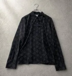 agnes b アーカイブ 花柄シャツ 変形襟 黒系