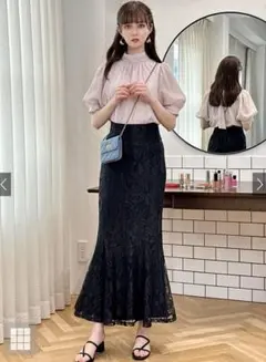 GRL 花柄レースマーメイドスカート ブラック S