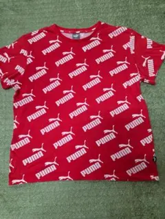 PUMA 総柄ロゴ Tシャツ レッド 160cm②のサムネイル