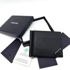 未使用級】PRADA サフィアーノレザー マネークリップ ブラック - メルカリ