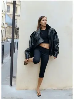 ZARA フェイクレザージャケット　ライダースジャケット ブラック Ｍサイズ