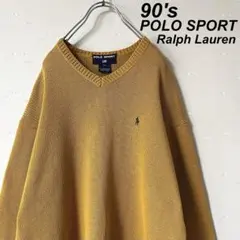 古着 90's ポロスポーツ ラルフローレン コットン ニット マスタード