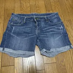デニムブルー ショートパンツ ロールアップ