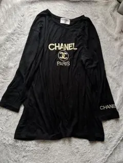 90s CHANEL 黒 長袖Tシャツ シャネルロゴ　　BOUTIQUE
