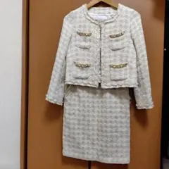 アイボリー ツイード セットアップ