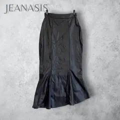 【JEANASIS ジーナシス】　フェイクレザーロングアシメフレアスカート　黒