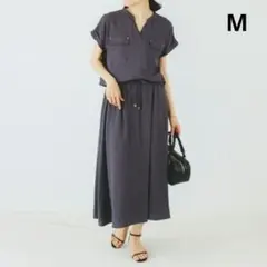 美品 le.coeur blanc グレー 半袖 ロングワンピース M