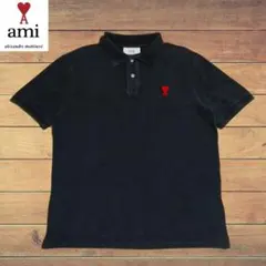 ami アミパリス ハート刺繍ロゴポロ 黒 XXL ポルトガル製のサムネイル