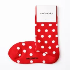 ドットソックス｜レッド×ホワイト｜マリメッコ定番ポルカドット｜ポップ　可愛いのサムネイル