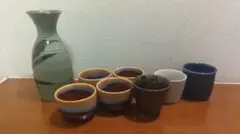 陶器製お猪口・ぐい飲み6個セットと徳利（価格固定）