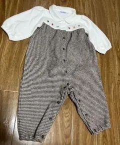 1回試着】美品 familliar 赤チェック柄ロンパース 70 - メルカリ