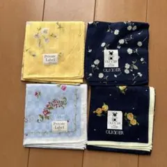 未使用　花柄ハンカチ4枚セット