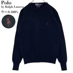 美品✨ポロバイラルフローレン ニット セーター 刺繍ロゴ L相当 ネイビー