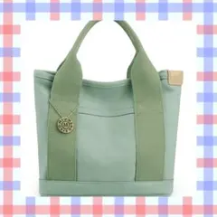 ●新品●ミニトートバッグM ランチバッグ ファスナー ＜グリーン＞ポケットのサムネイル