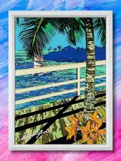 鈴木英人・アート【A4サイズ写真ポスターフレーム付き２点セット】ポスター