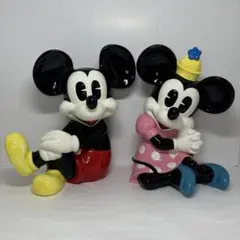 Disney ディズニー ミッキー ミニー レトロ 陶器 置物 30cm 特大